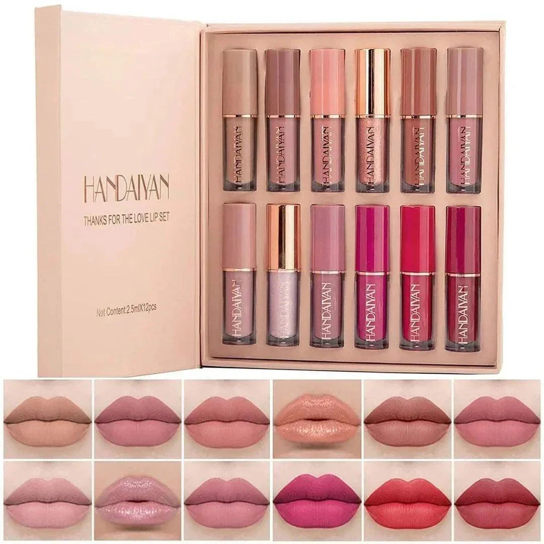 HANDAIYAN 12 pcs Matte Liquid Lipstics Box